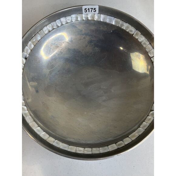 Vintage Towle Silversmiths Silver Aluminum Decorative Mother of Pearl Inlay Bowl - Picture 7 of 7